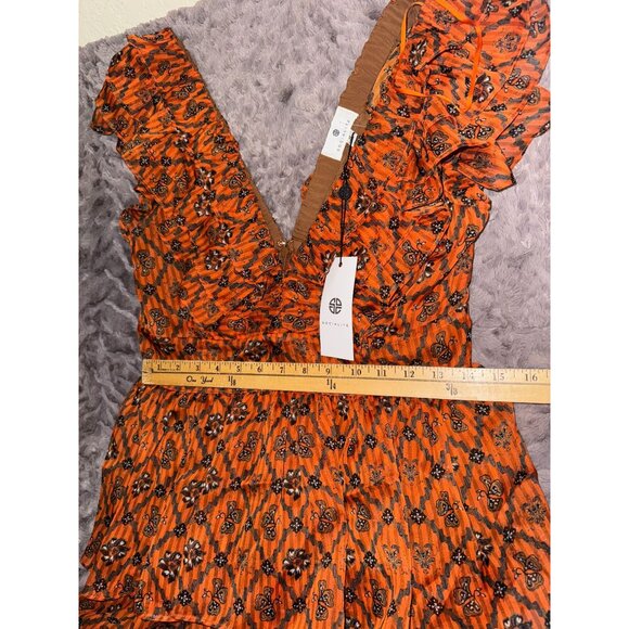 Orange Geo Medallion Print Dress With Ruffle Details By Socialite - Picture 7 of 8